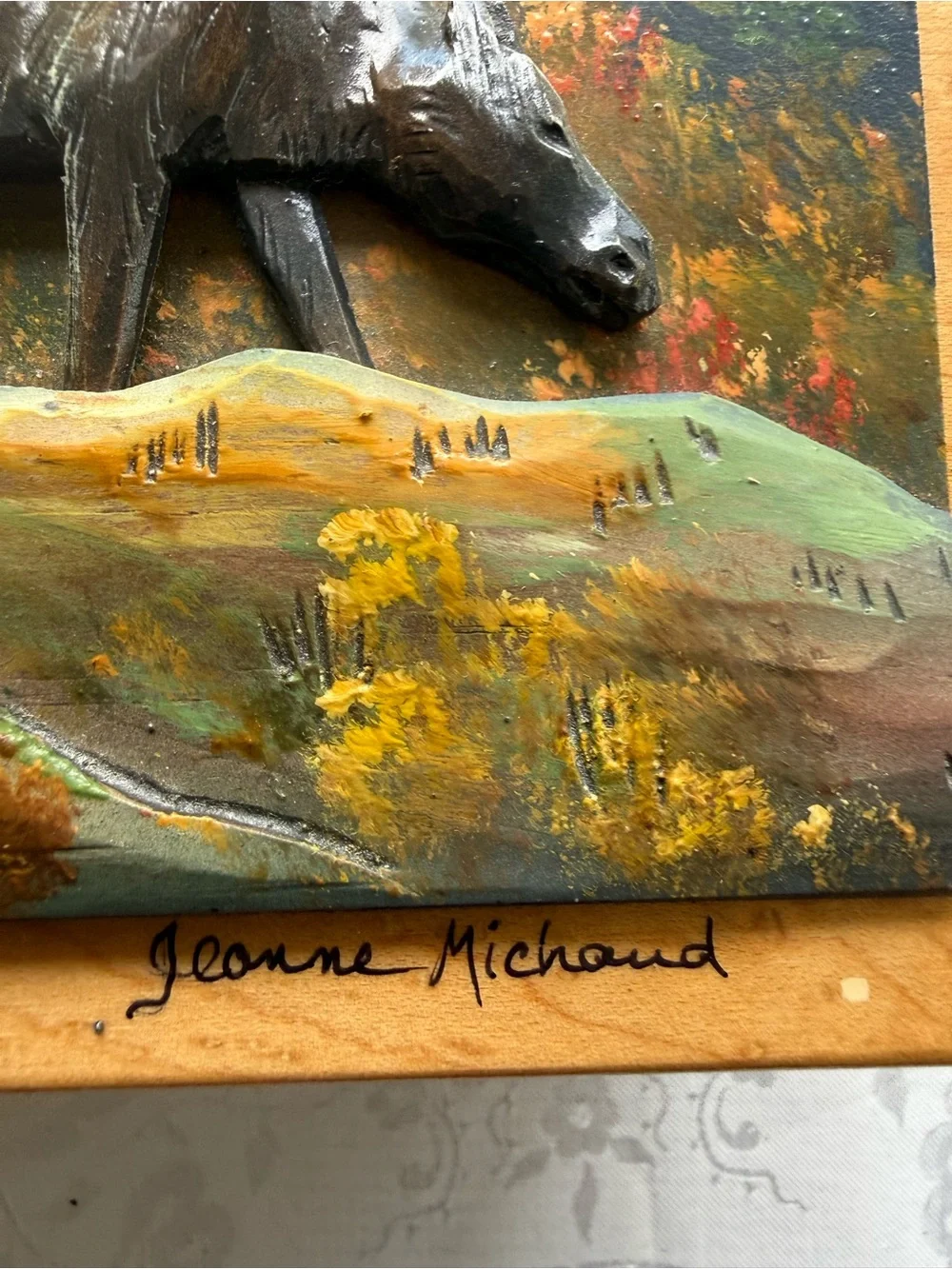 Vintage 3D Moose Carved Wooden Box By The Artist Jeanne Michaud VERY RARE!!!!